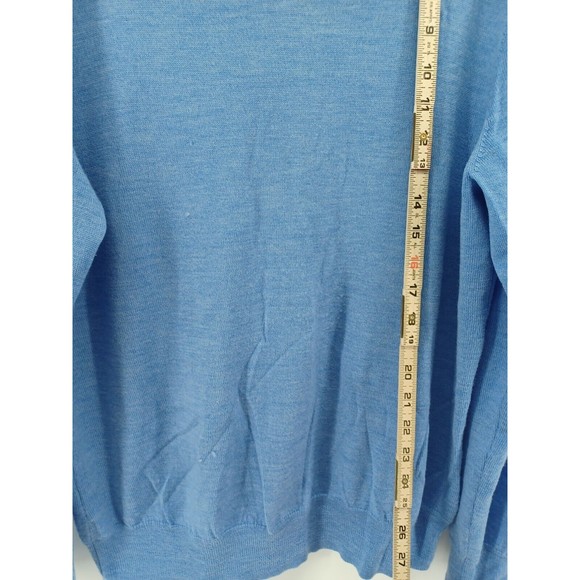 Ethan Pierce Sweater Men's Large Blue Fine Merino Wool V-Neck Long Sleeve - Picture 4 of 8